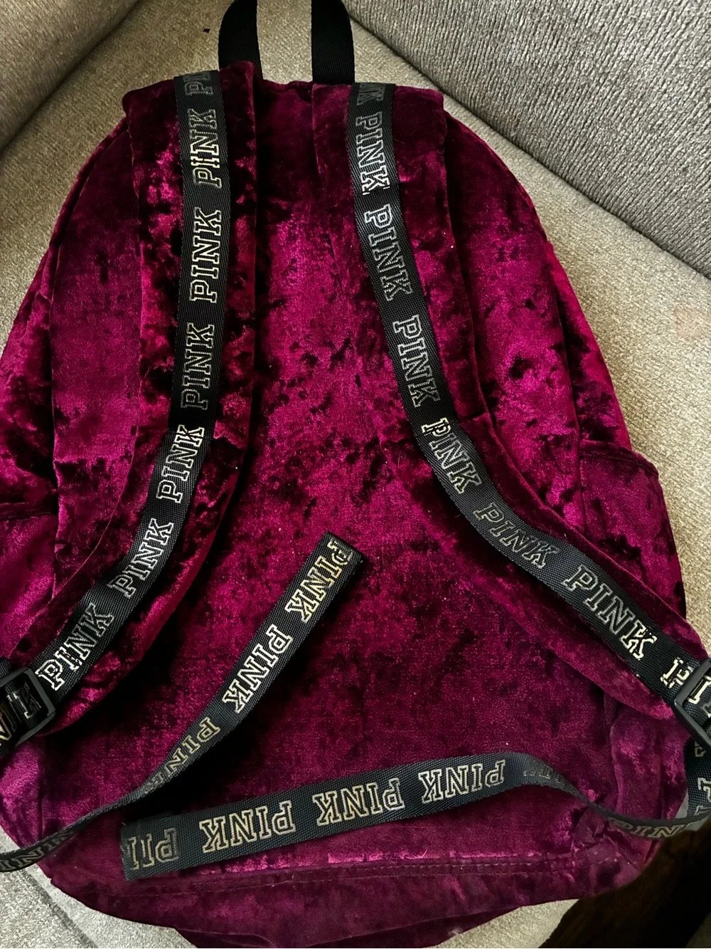 PINK Victoria's Secret Plush Velvet Deep Wine Backpack